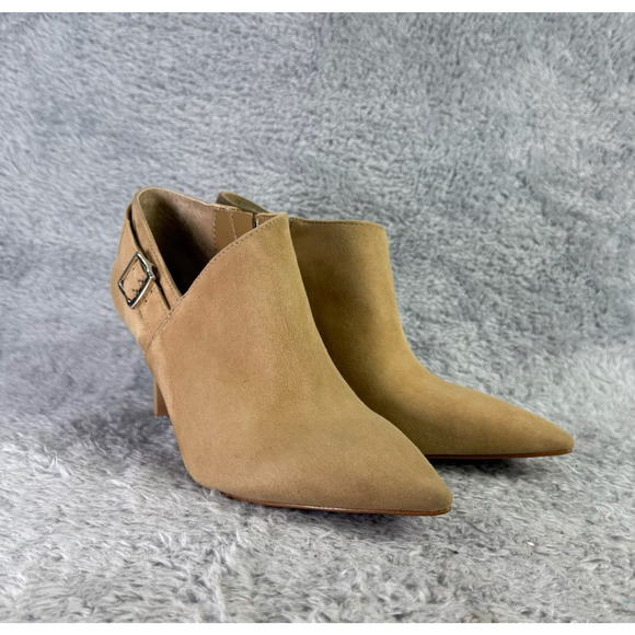 Vince Camuto Kreitha Tan Ankle Boots Women's Size 9 Stiletto Assymetrical Bootie - Picture 2 of 10